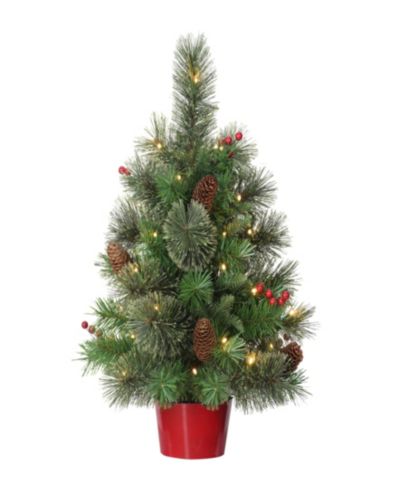 Puleo Pre-Lit Table Top Artificial Christmas Tree with 35 Lights in Base, 2'