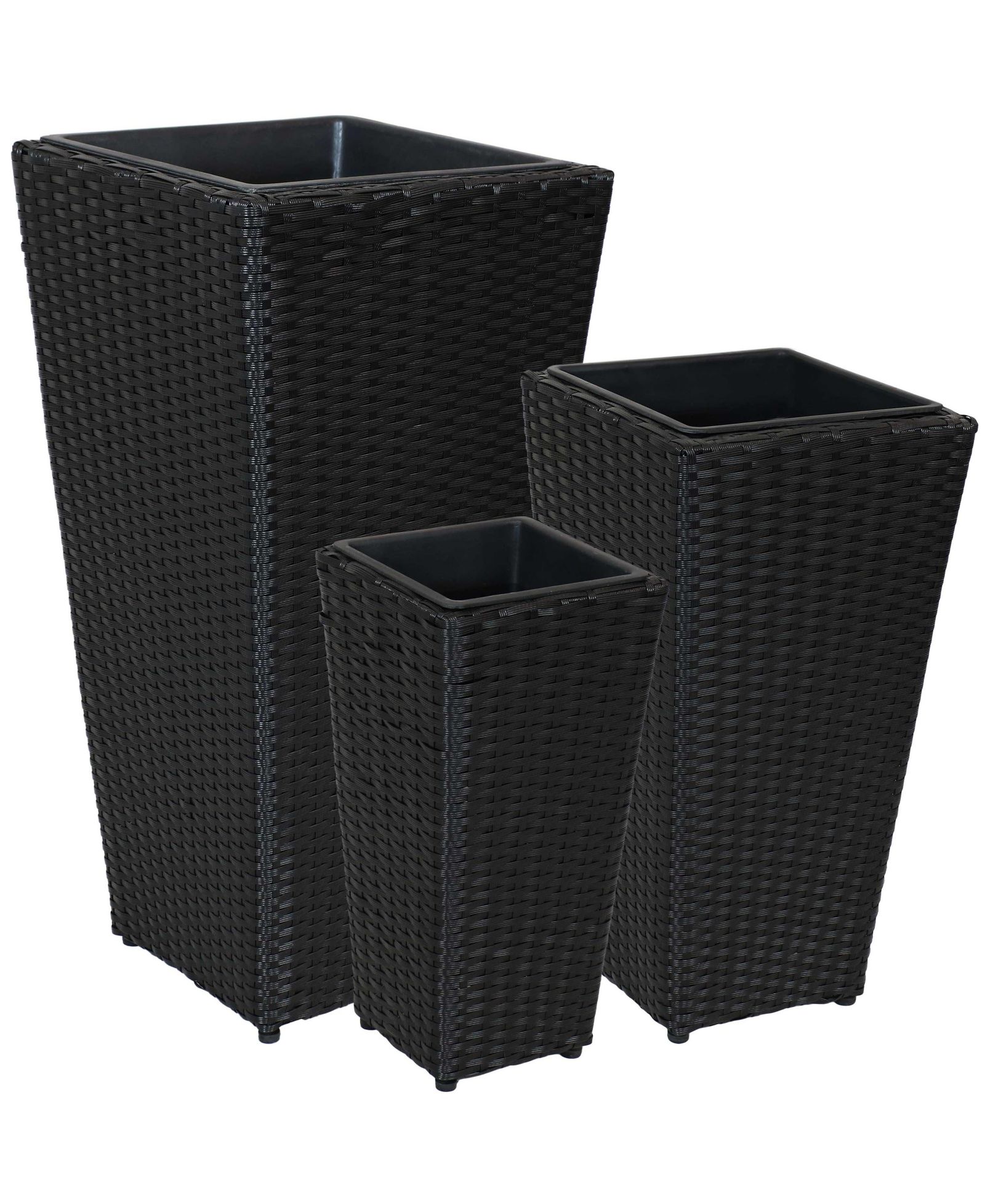 Sunnydaze Decor 9", 11.5", and 14.75" Square Decorative Square 3-Piece Set Polyrattan Basket-Style Planters