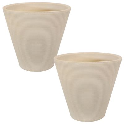Indoor/Outdoor Patio, Garden, or Porch Weather-Resistant Double-Walled Walter Flower Pot Planter - 15.5" - Antique White