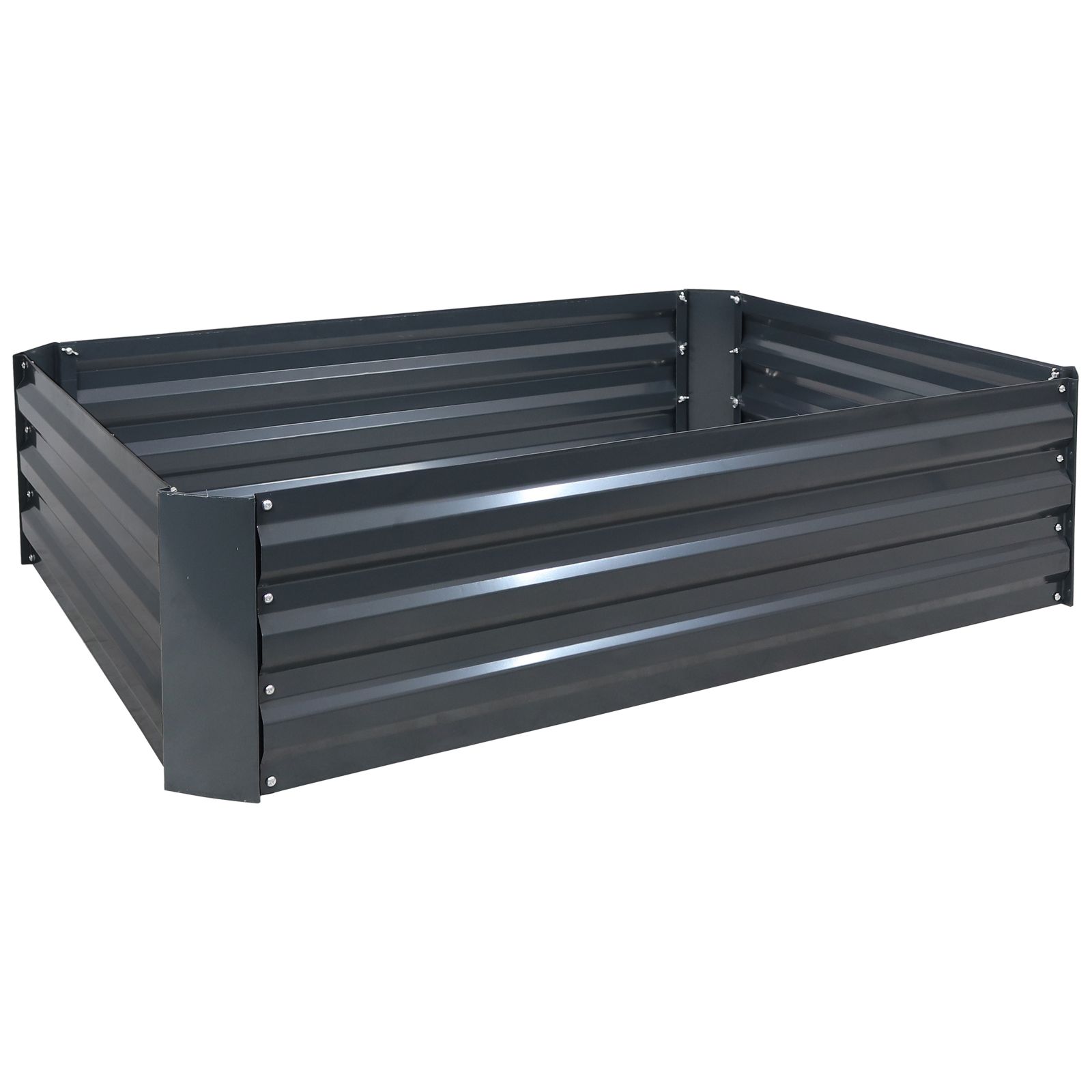Raised Corrugated Galvanized Steel Rectangle Garden Bed for Plants, Vegetables, and Flowers - 47" W x 11.75" H