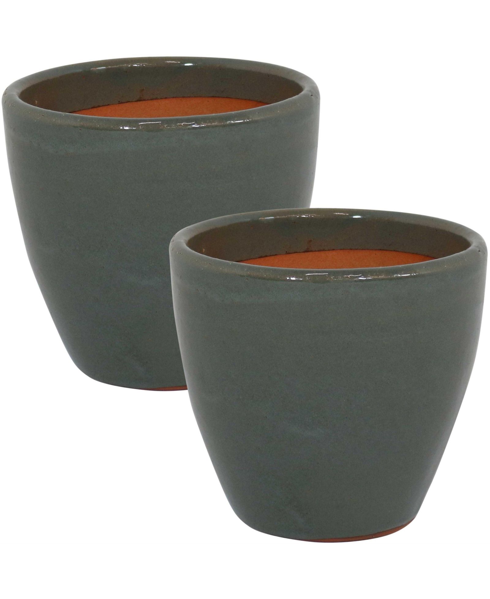 Sunnydaze Decor Resort High-Fired Outdoor/Indoor Glazed UV and Frost-Resistant 2-Pack Ceramic Planters with Drainage Holes