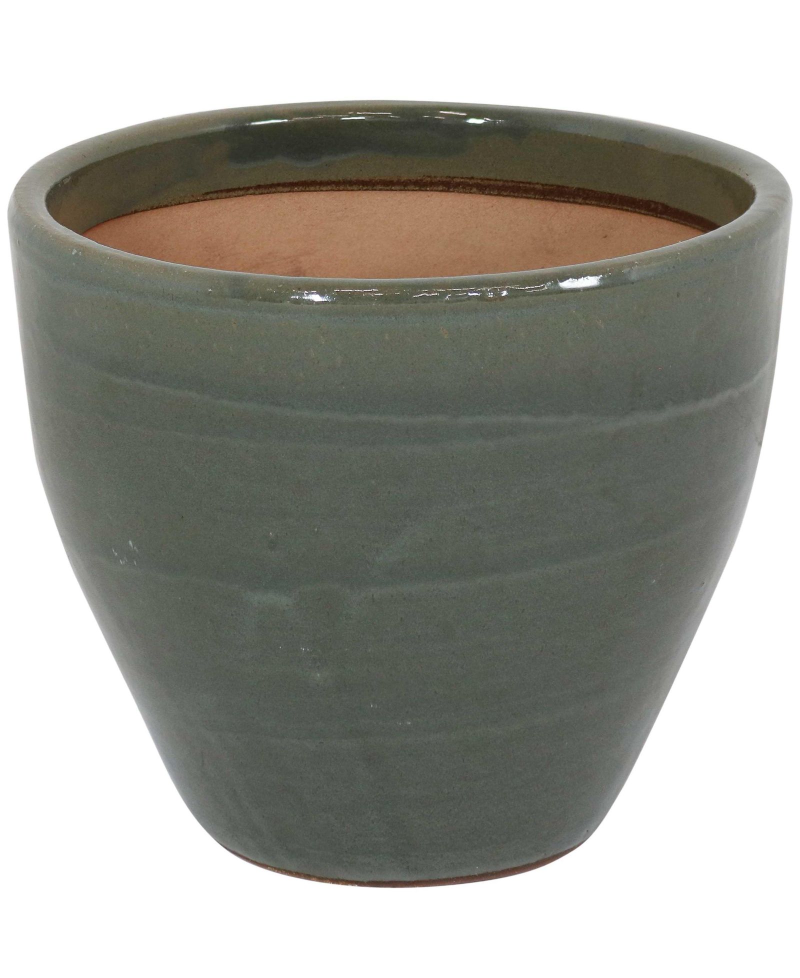 Large Ceramic Planter - Indoor or Outdoor Plant Pot with Drainage Holes - Seafoam Glaze Finish - 13" - Resort