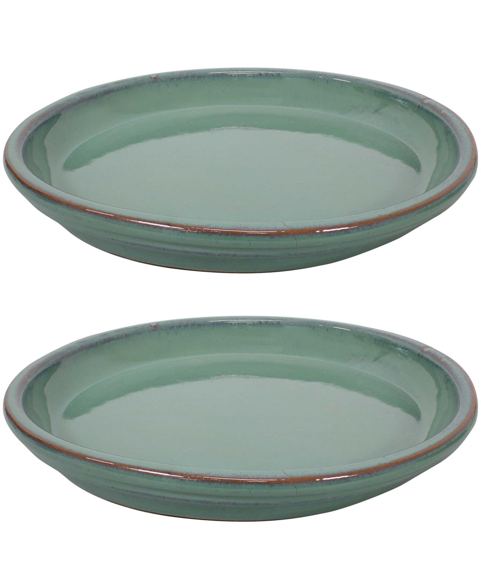 Sunnydaze Decor 2-Pc. High-Fired Glazed Ceramic Flower Pot Planter Saucers, UV & Frost-Resistant for Indoor/Outdoor Use