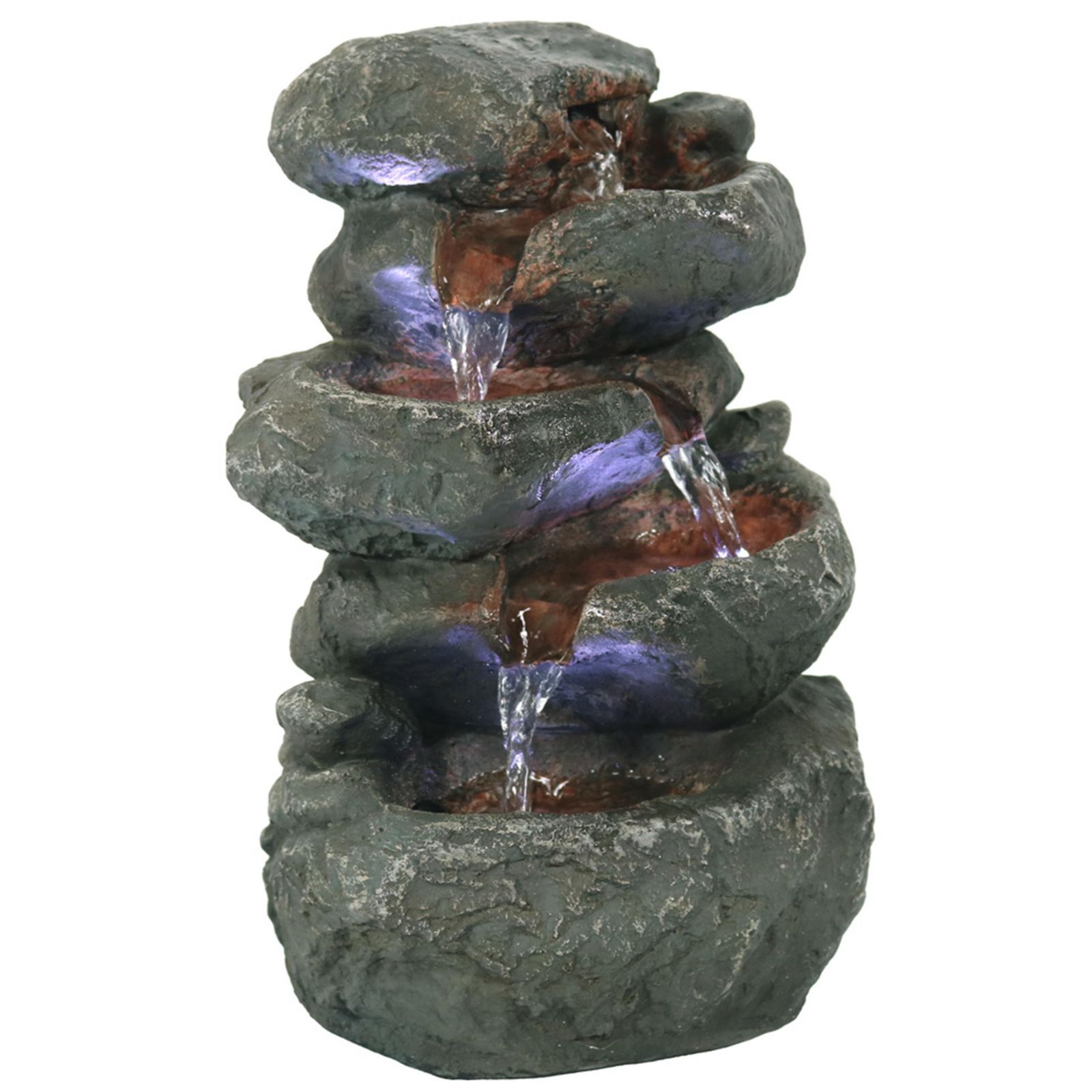 Indoor Home Decorative Relaxing Stacked Rocks Tabletop Water Fountain with LED Lights - 10"