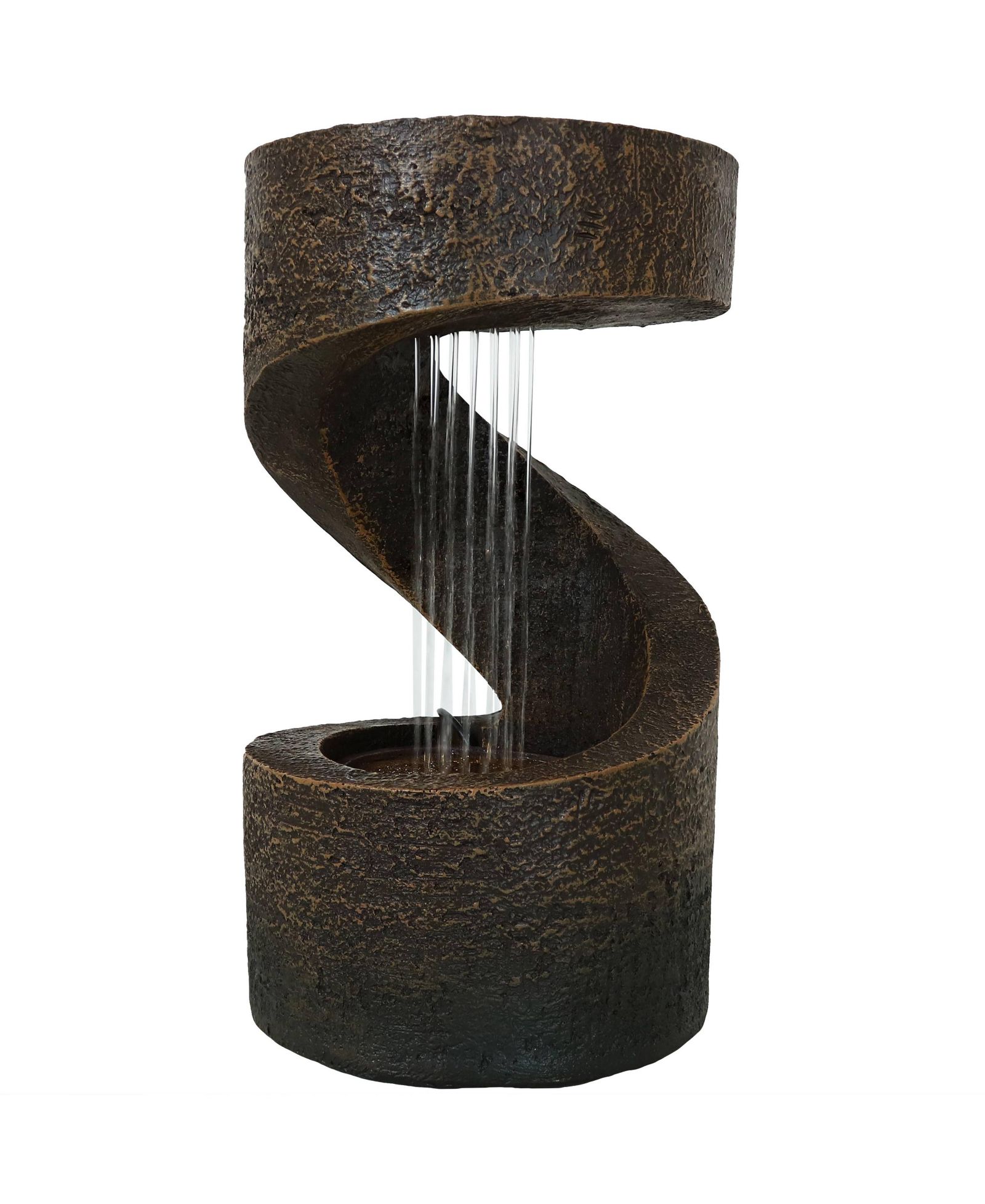 Indoor Contemporary Decorative Polyresin Winding Showers Tabletop Water Fountain with LED Lights - 14" - Brown