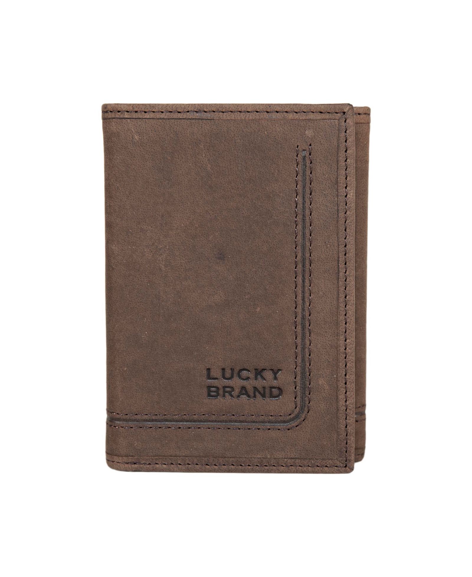 Lucky Brand Men's Grooved Leather Trifold Wallet