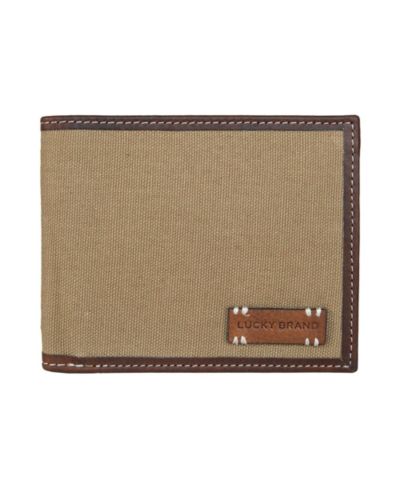 Мужской бифольдовый кошелек Lucky Brand Canvas с кожаной отделкой