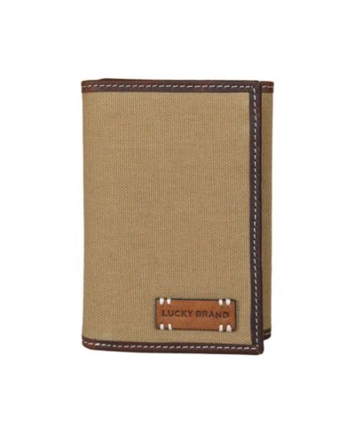Lucky Brand Мужской холщовый кошелек с кожаной отделкой, трифолд