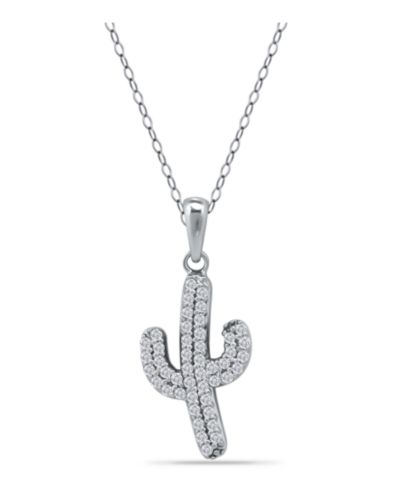 Giani Bernini Cubic Zirconia Pave Cactus Pendant Necklace in Sterling Silver