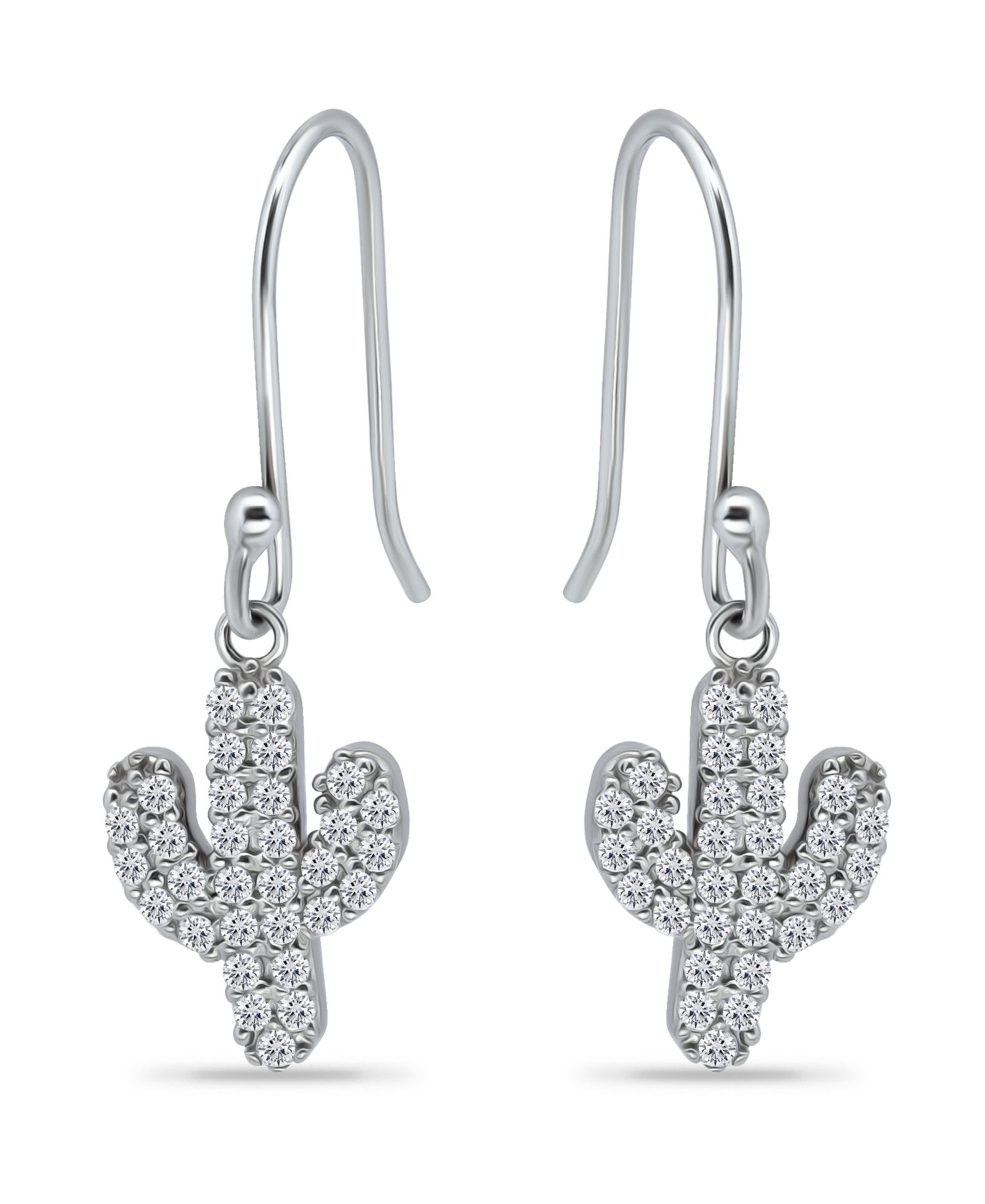 Giani Bernini Cubic Zirconia Pave Cactus Drop Earrings in Sterling Silver