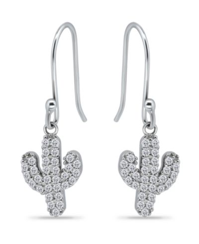 Giani Bernini Cubic Zirconia Pave Cactus Drop Earrings in Sterling Silver