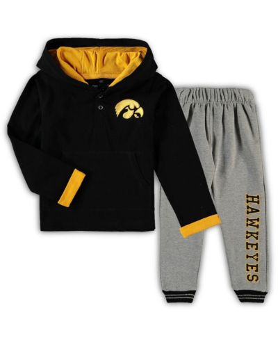 Colosseum Комплект худи и спортивных штанов Iowa Hawkeyes для мальчиков, Black, Heathered Gray