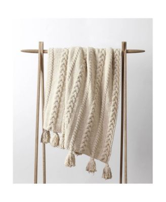SUNDAY CITIZEN Braided Pom Pom Throw, 52" x 75"