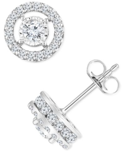 TruMiracle® Diamond Halo Stud Earrings (1 ct. t.w.) in 14k White Gold