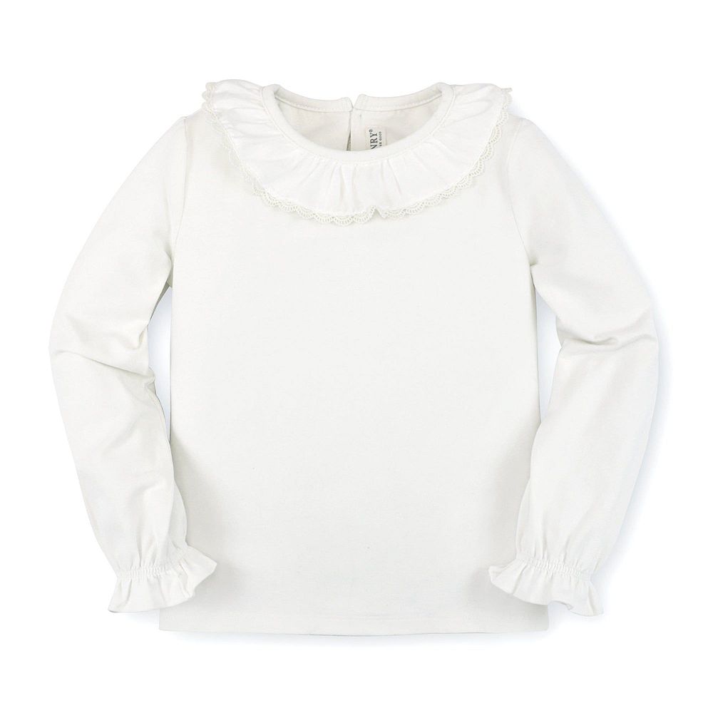 Трикотажный топ Hope & Henry Baby Girls Long Sleeve Ruffle Neck