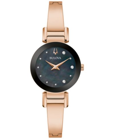 Bulova x Marc Anthony Женские часы Bangle Bracelet 26mm, Rose Gold-Tone, Stainless Steel
