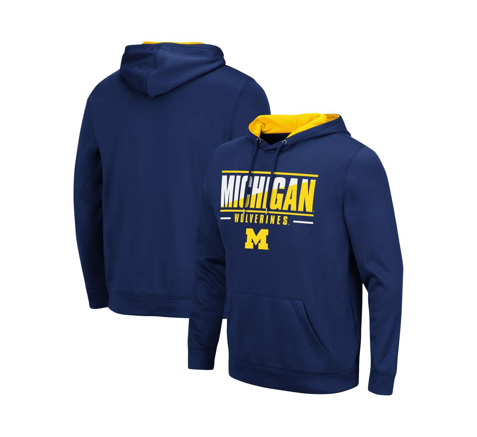 Colosseum Мужское худи-толстовка Michigan Wolverines Slash Stack 2.0 Navy