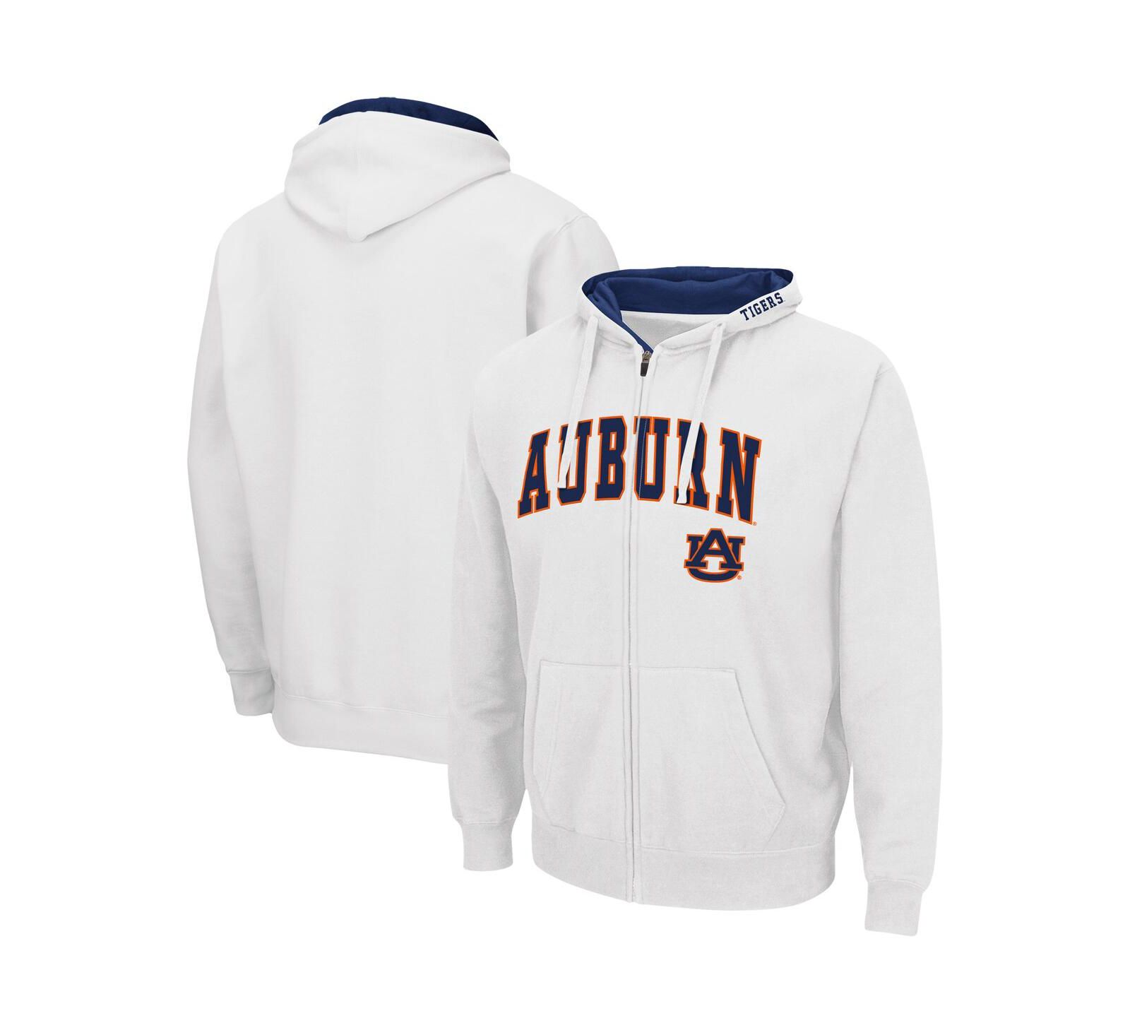 Мужской худи Colosseum White Auburn Tigers с логотипом и молнией 3.0