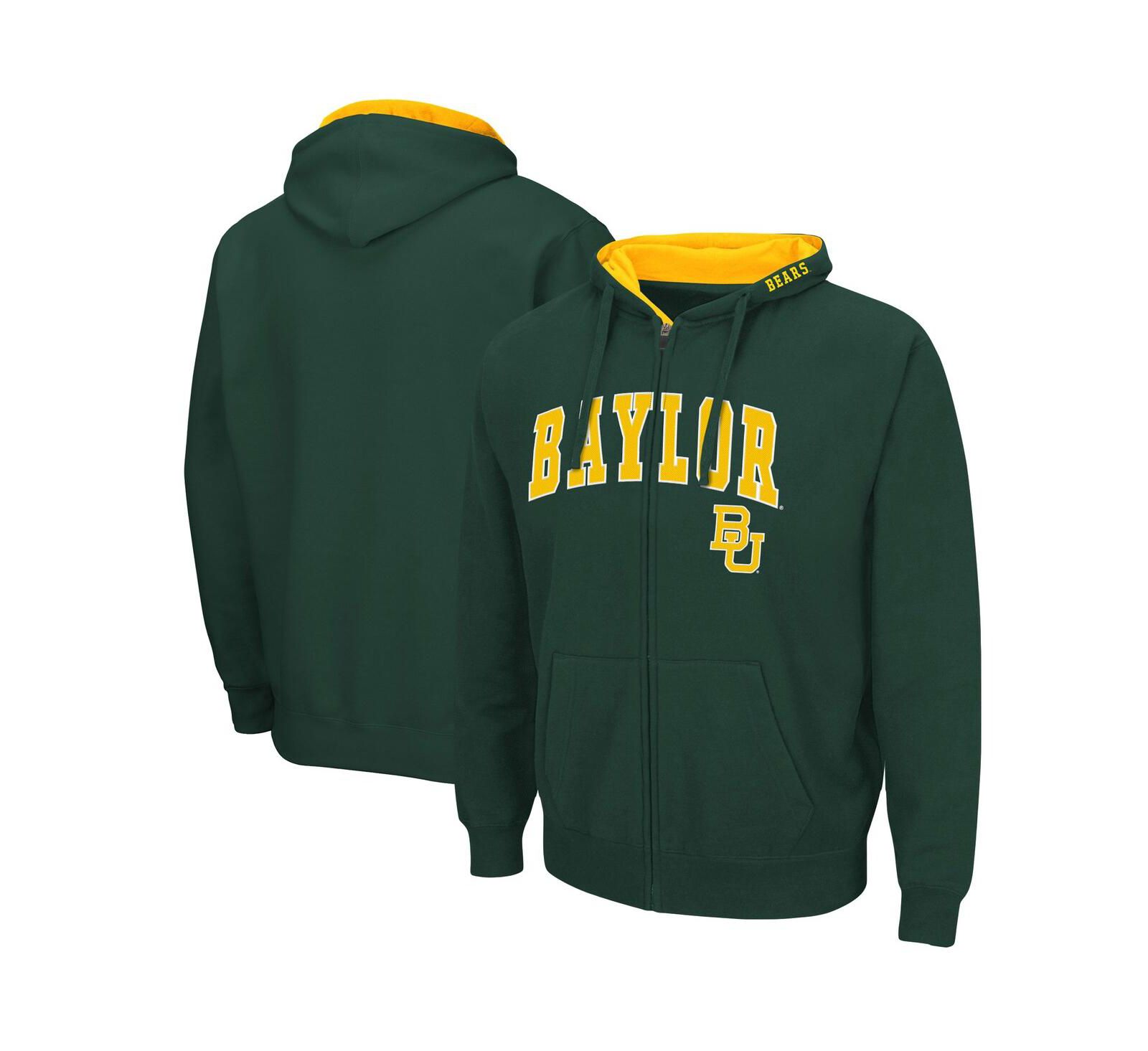 Мужское худи Colosseum Green Baylor Bears Arch and Logo 3.0 Full-Zip