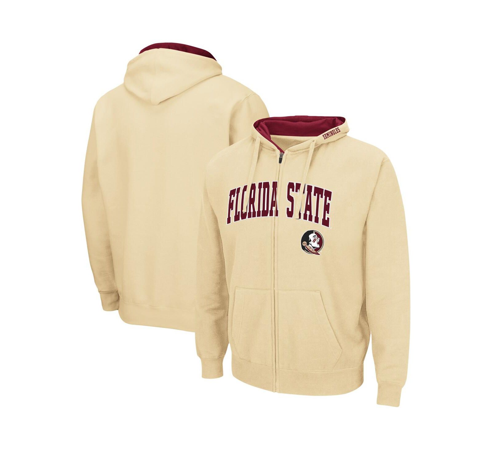 Men's Colosseum Gold Florida State Seminoles Arch and Logo 3.0 Full-Zip Hoodie