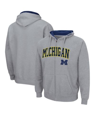 Colosseum Мужское худи Full-Zip с логотипом Michigan Wolverines серого цвета