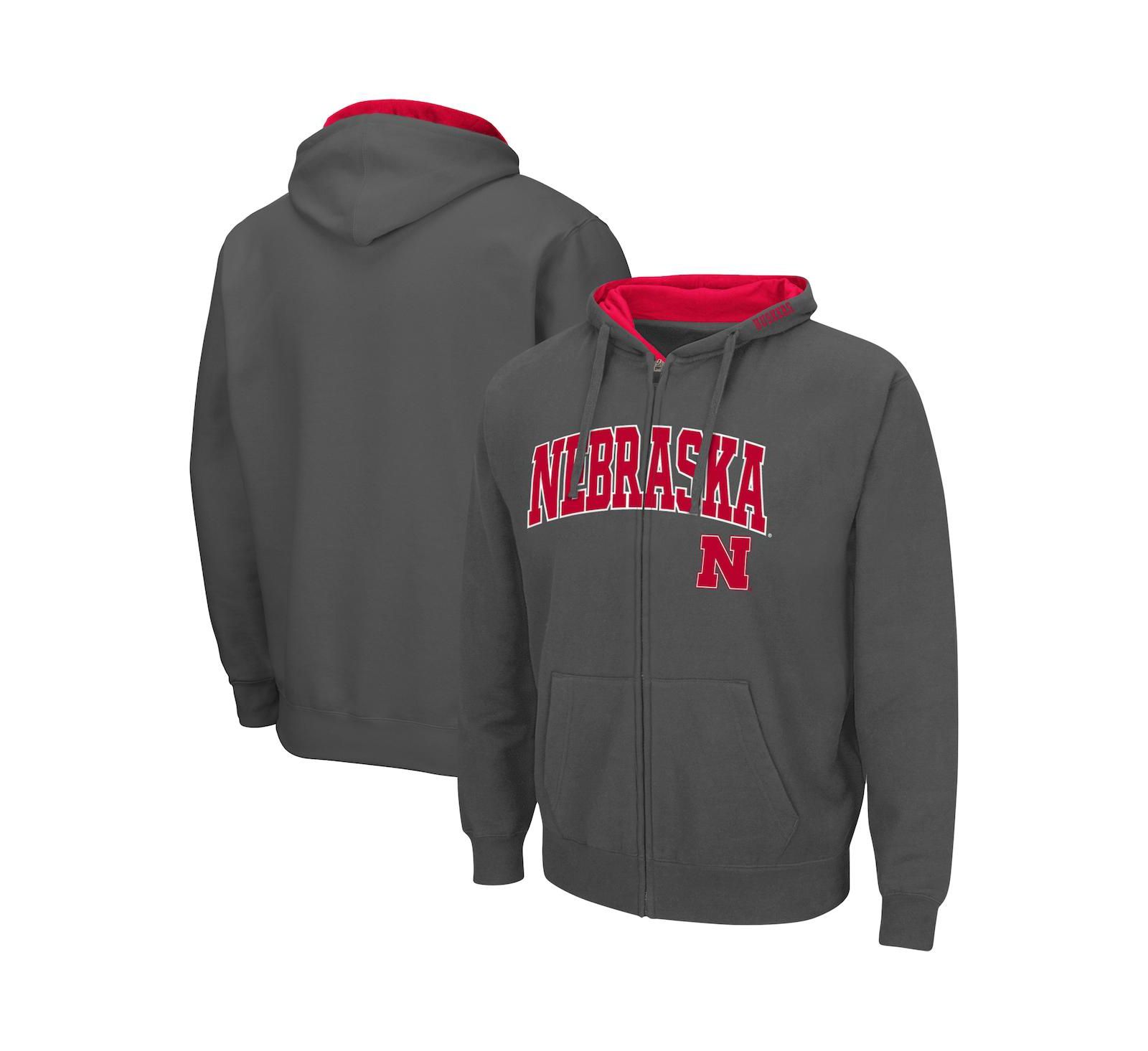 Мужское худи Colosseum Charcoal Nebraska Huskers Arch and Logo 3.0 Full-Zip