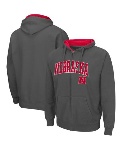 Мужское худи Colosseum Charcoal Nebraska Huskers Arch and Logo 3.0 Full-Zip