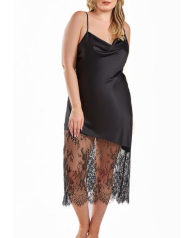 iCollection Платье из сатина Plus Size с цветочным кружевом