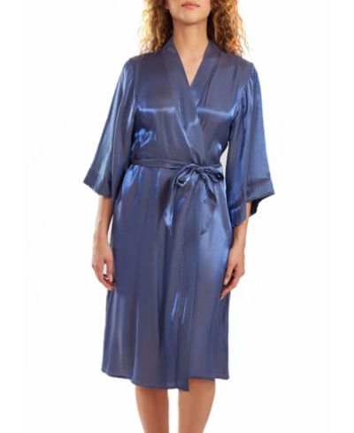 iCollection Skyler Plus Size Irredesant Robe with Self Tie Sash and inner Ties