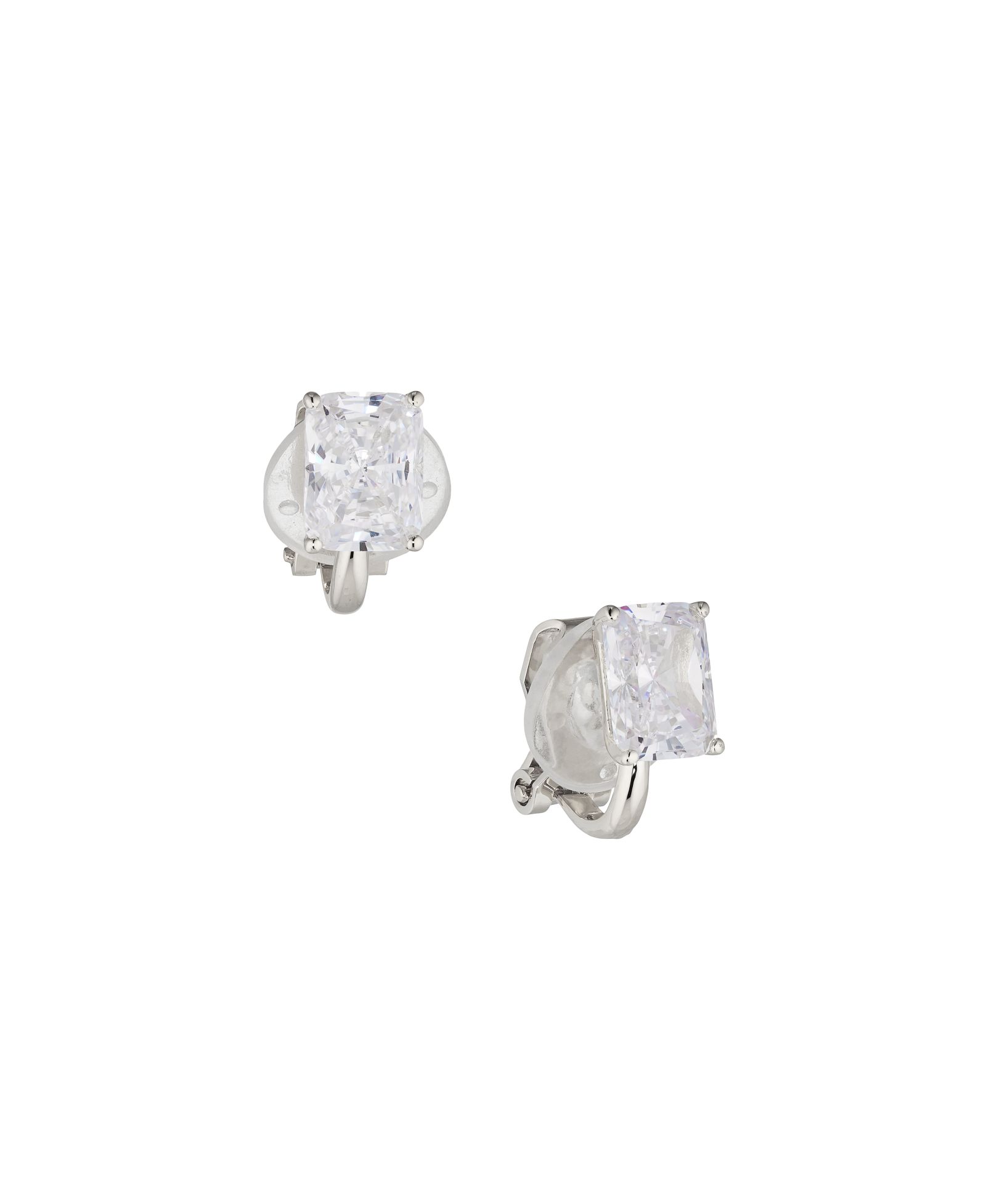 Серьги-клипсы Eliot Danori Rhodium Plated Emerald Shape