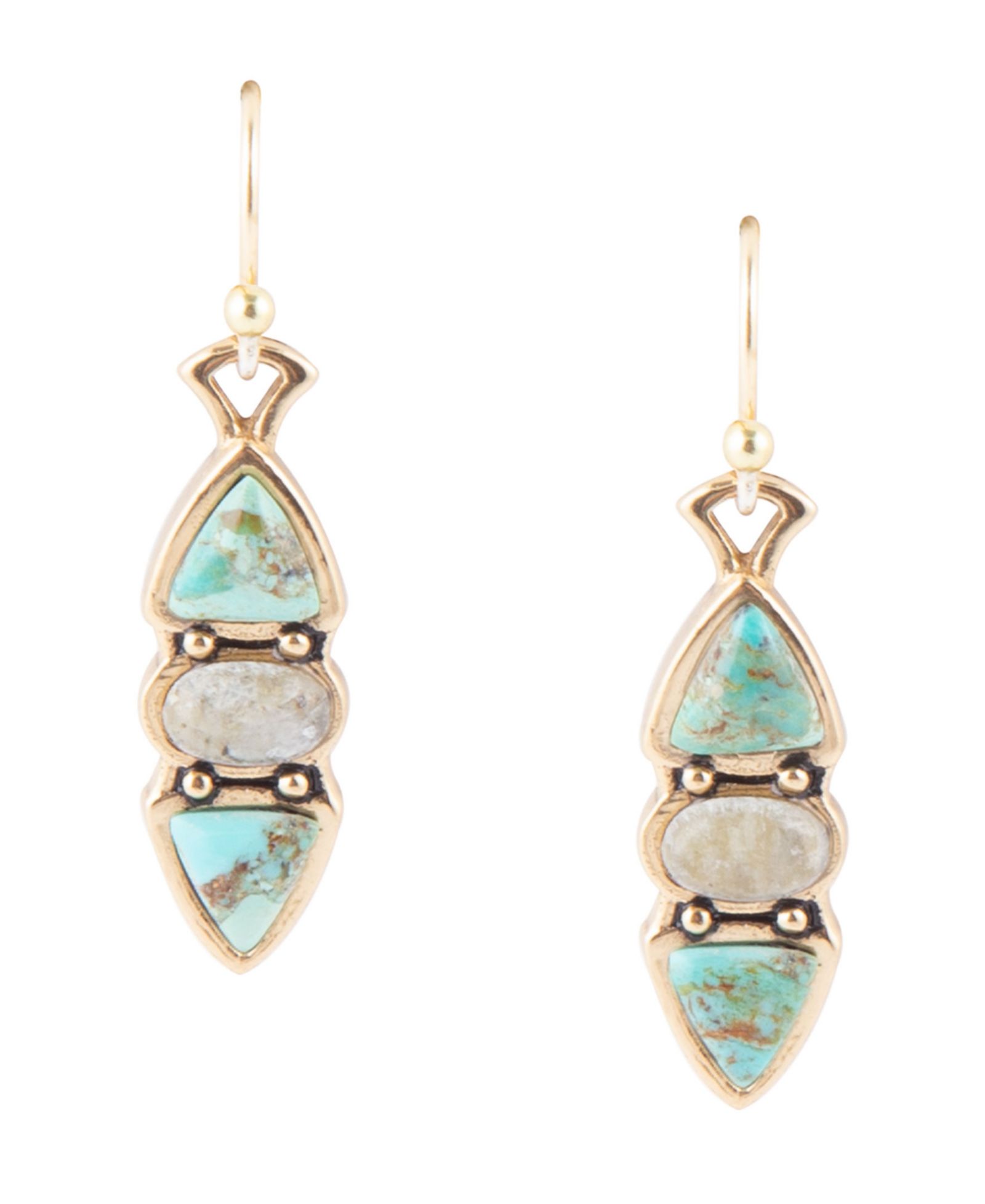 Barse Labrador Bronze, Genuine Turquoise and Genuine Labradorite Drop Earrings