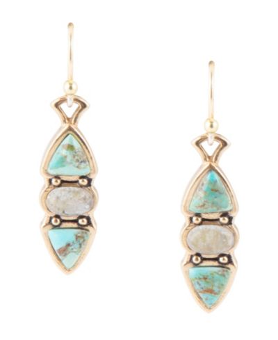 Barse Labrador Bronze, Genuine Turquoise and Genuine Labradorite Drop Earrings