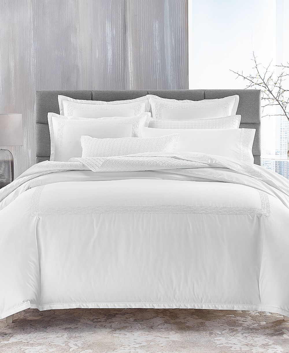 Hotel Collection Chain Links Embroidery 100% Pima Cotton Duvet Cover Set, Full/Queen, Exclusively at Macy’s