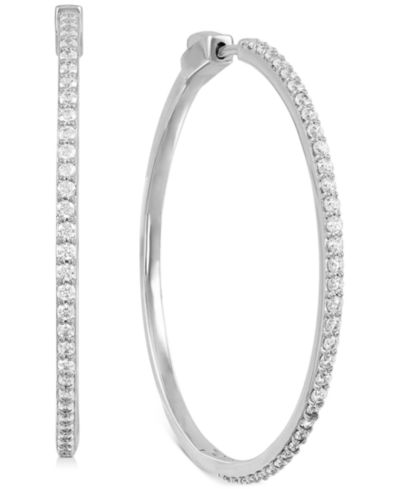 Серьги-кольца Diamond Medium Skinny из стерлингового серебра, 1 ct. t.w.