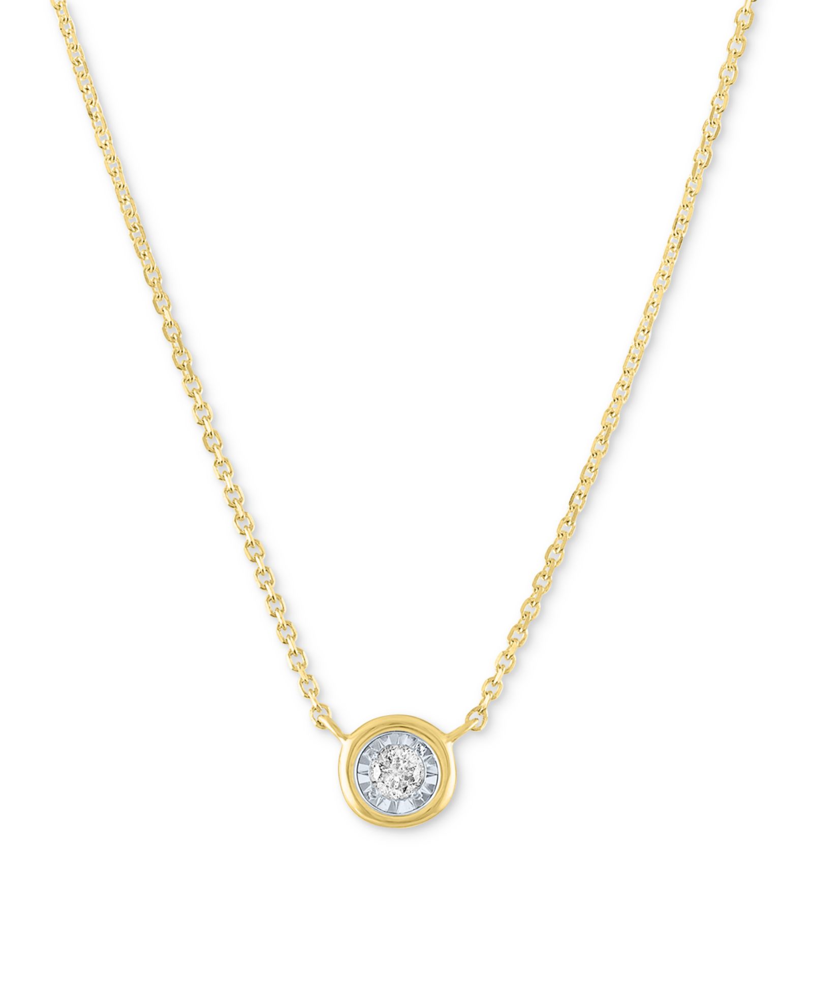 Подвеска-кулон Diamond Bezel 18" (1/20 ct. t.w.) в 10k White or Yellow Gold