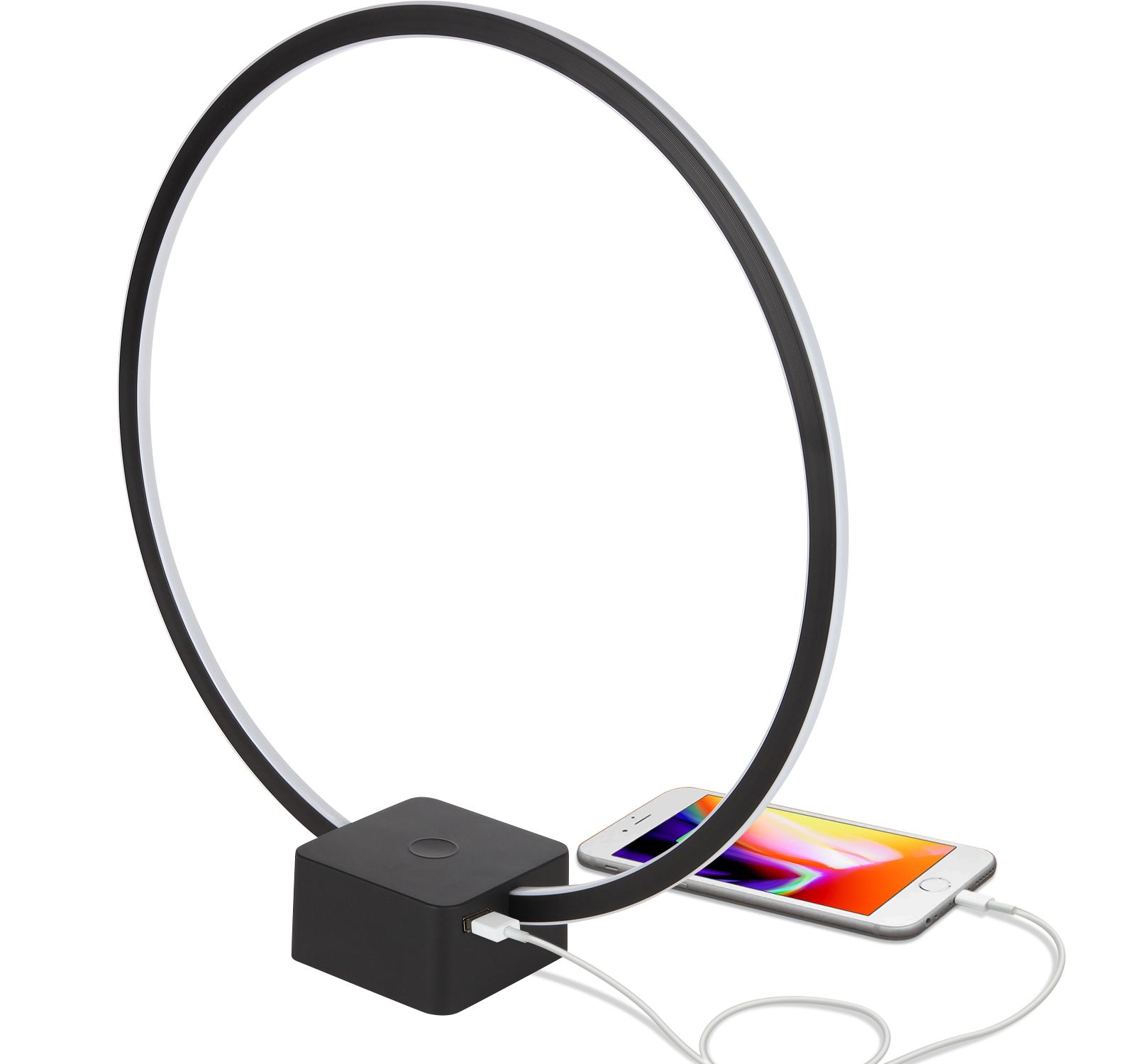 Circle 15" Dimmable Modern LED Desk Lamp with USB Charging Port