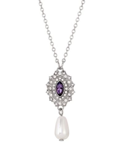 2028 Colored Stone Imitation Pearl Necklace