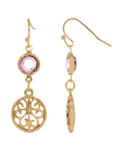 Серьги с фиолетовой филигранью 2028 Gold-Tone
