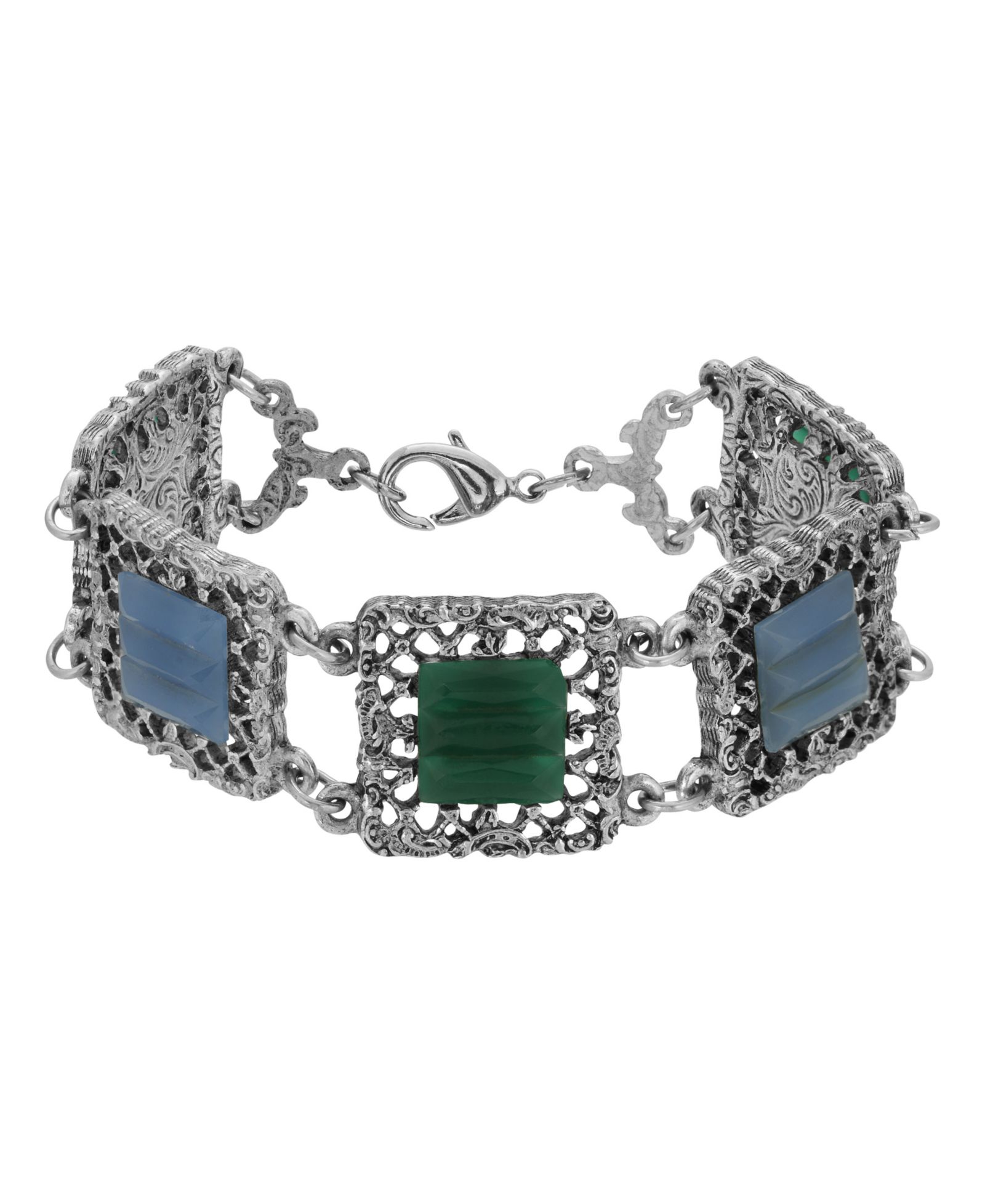 Браслет 2028 Square Green Blue, серебристого цвета