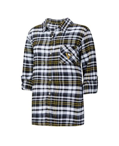 Женская фланелевая ночная рубашка Concepts Sport Pittsburgh Penguins с коротким рукавом