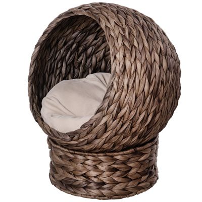 PawHut 23.5" Handwoven Elevated Cat Bed Basket Bed Kitty House,