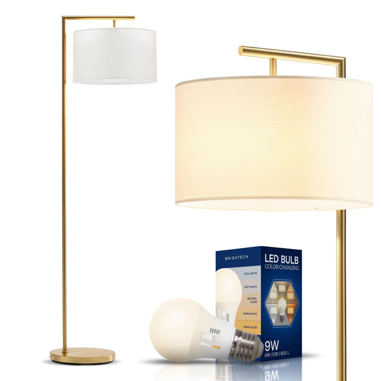 Montage Modern 60" LED Arc Floor Lamp with Fabric Drum Shade
