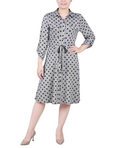 NY Collection Petite платье-рубашка с 3/4 рукавом и отложным воротником, Petite