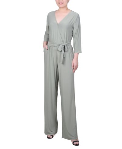 NY Collection Petite комбинезон с принтом и поясом, 3/4 рукава