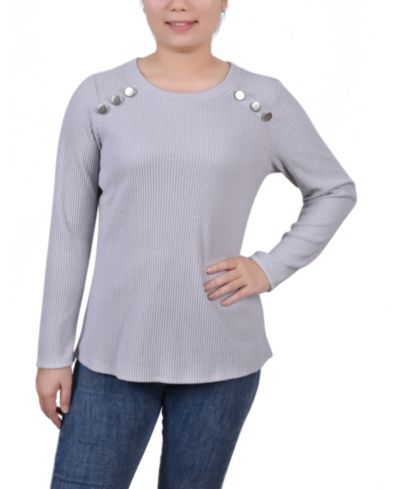 Верх на пуговицах с ребристой тканью NY Collection Petite