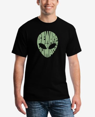 Мужская футболка LA Pop Art Men's Beware of Humans Word Art Short Sleeve