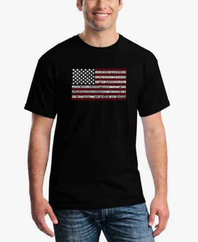 LA Pop Art Men's 50 States USA Flag Word Art Short Sleeve T-shirt