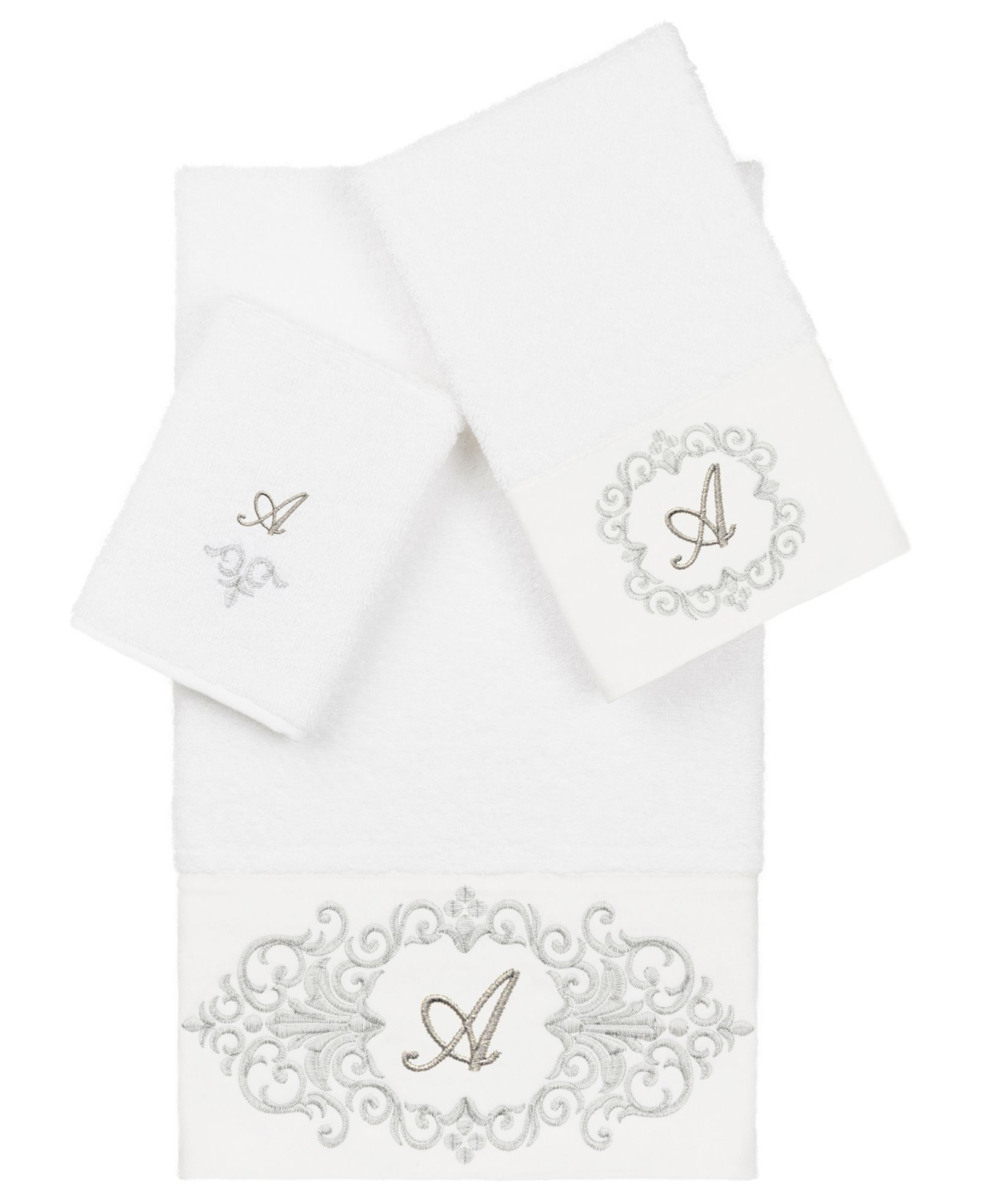 Linum Home Turkish Cotton Monica Embellished Towel 3 Piece Set - White