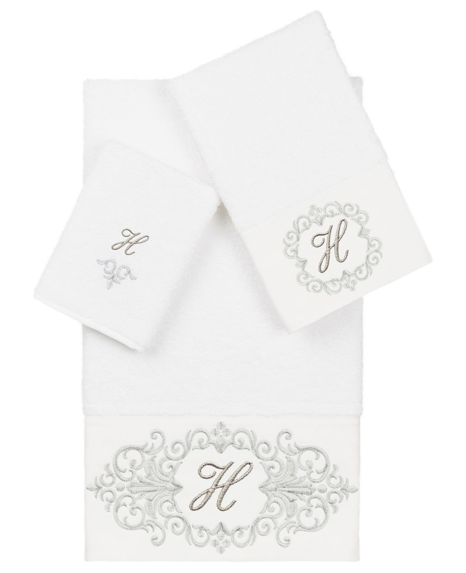 Linum Home комплект полотенец Turkish Cotton Monica Embellished, White