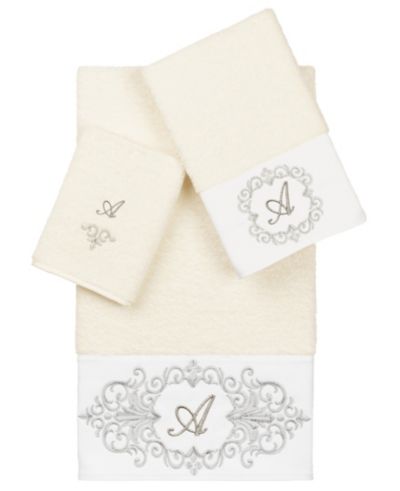 Linum Home Turkish Cotton Monica Embellished Towel 3 Piece Set - Cream